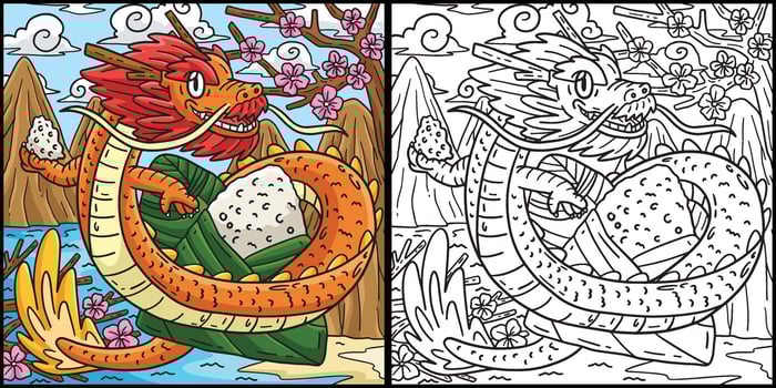 Year of the Dragon Bamboo Rice Cake Illustration vector