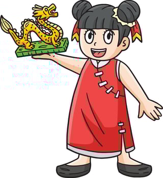 Year of the Dragon Girl Dragon Statuette Clipart vector