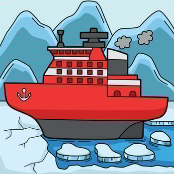Icebreaker Ship Colored Cartoon Illustration vector