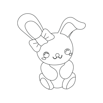 Rabbit. Rabbit drawing. Cartoon picture. Cute sitting position. Coloring line drawing. png