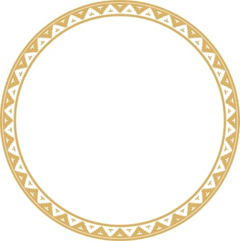 Vector gold round Byzantine border, frame. Circle Greek pattern, Drawing of the Eastern Roman Empire. Decoration of the Russian Orthodox Church