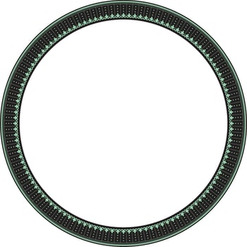 Vector green with black frame, border, Chinese ornament. Patterned circle, ring of the peoples of East Asia, Korea, Malaysia, Japan, Singapore, Thailand
