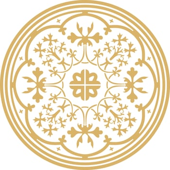 Vector round gold classic ornament. Circle with European classical ornament. Ancient Greece, Roman Empire. Renaissance, Borocco
