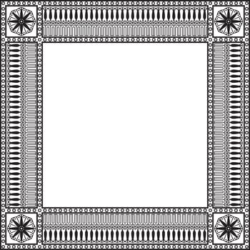 Vector monochrome black square classic greek meander ornament. Pattern of ancient Greece. Border, frame of the Roman Empire