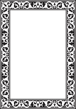 Vector monochrome black square Turkish ornament. Endless ottoman national border, frame