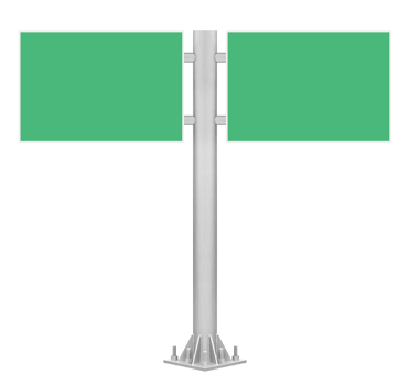 Mockup pole road sign with green billboard png