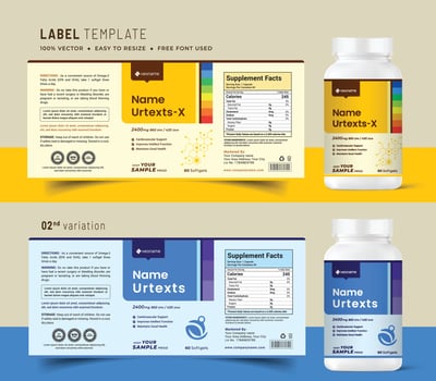 Multi vitamin label sticker design and natural food supplement banner packaging,bottle jar label medicine health nutrition medicine tablet product print vector. vector