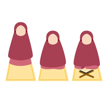 a collection of illustrations of Muslim children praying vector
