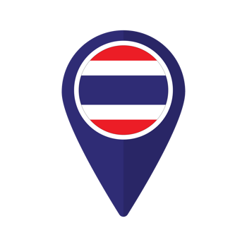 Thailand flag on map marker icon isolated png