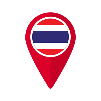 Thailand flag on map marker icon isolated png