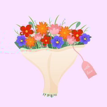 Beautiful flower bouquet for greeting card, gift, poster. Vector illustartion