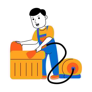 young man house cleaner vector illustration