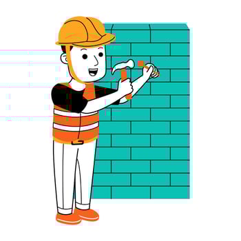 young man builder vector illustration