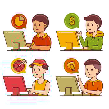 young man working vector illustration