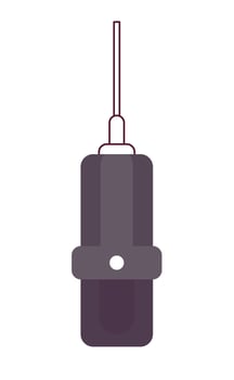 Microphone hanging 2D cartoon object. Vocal performance recording. Podcast audio equipment isolated vector item white background. Announcement message technology color flat spot illustration