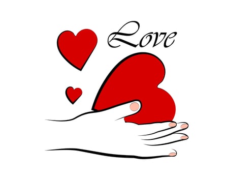 The hand holds the heart. St. Valentpn's Day vector