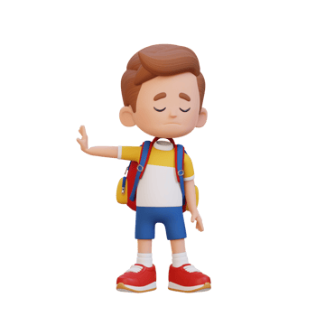 3D cute kid character rejection pose png