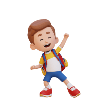 3D cute boy in happy pose png