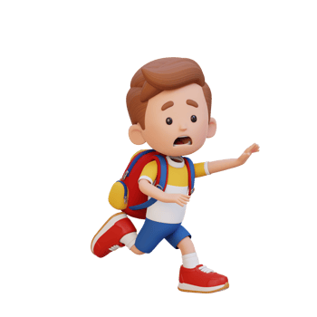 3D cute boy scary run png