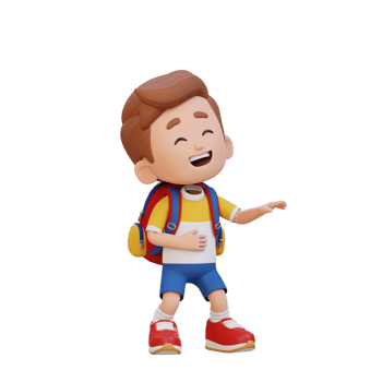 3D cute boy laughing png