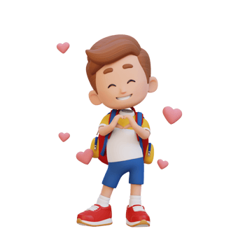 3D cute kid character in love png