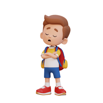 3D cute kid character rejection pose png