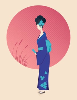 Japanese woman in kimono vector