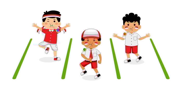 girl kids celebrate Indonesia Independence Day vector