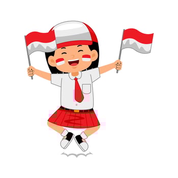 girl kids celebrate Indonesia Independence Day vector