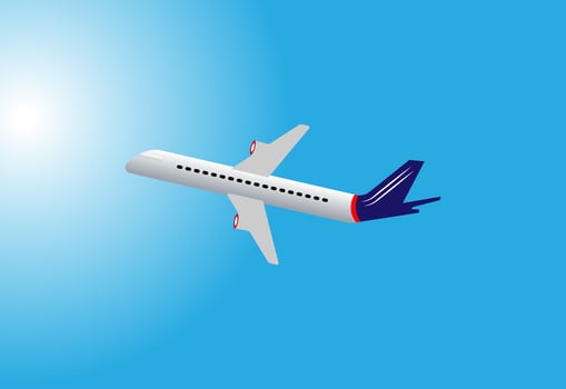 The plane is flying in the sky Vector illustration