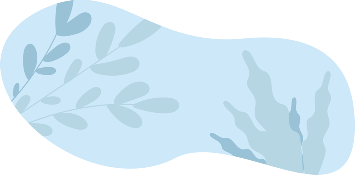 Blue Blob Floral Minimalist Style PNG Transparent Background