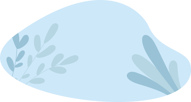 Blue Blob Floral Minimalist Style PNG Transparent Background