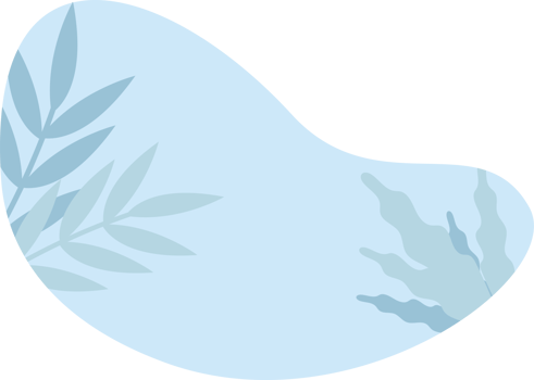 Blue Blob Floral Minimalist Style PNG Transparent Background