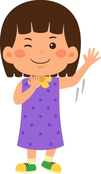 cute little kid girl vector illustration