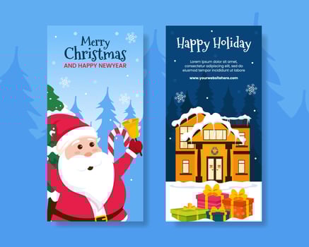 Merry Christmas Vertical Banner Social Media Illustration Flat Cartoon Hand Drawn Templates Background vector