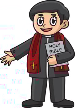Christian Priest Cartoon Colored Clipart vector