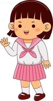 girl kids japan school uniform vector illustration