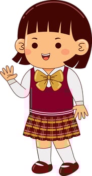 girl kids japan school uniform vector illustration