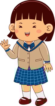girl kids japan school uniform vector illustration
