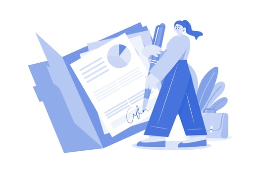 Businesswoman Signing The Document vector