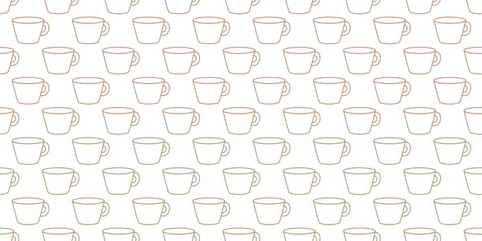 Linear coffee cups seamless pattern. Line art mugs. Doodle drawings. Coffee house. Background, digital paper, wrapping paper, banner. vector