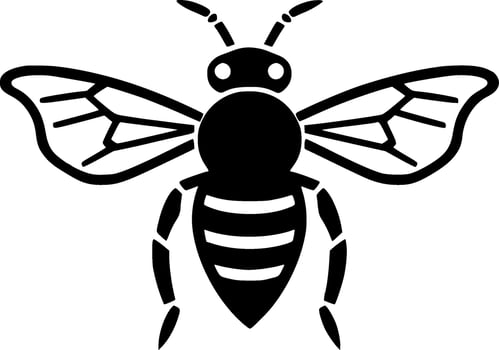 Bee, Black and White Vector illustration