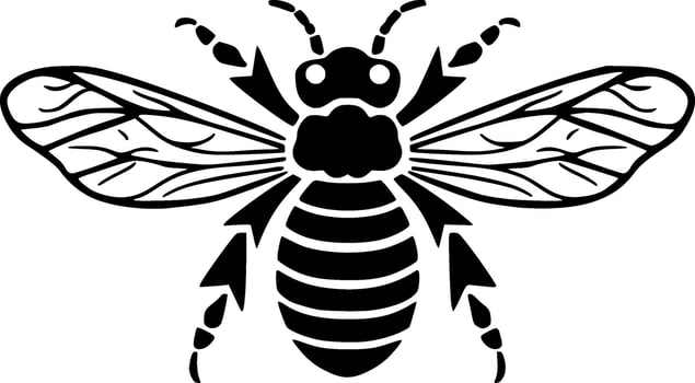 Bee, Black and White Vector illustration