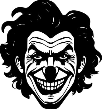 Clown, Black and White Vector illustration