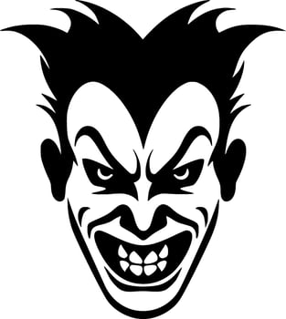 Clown, Black and White Vector illustration