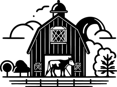 Farm - Black and White Isolated Icon - Vector illustration