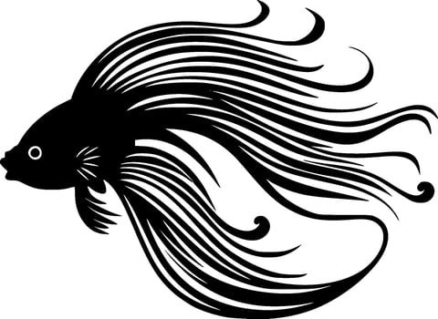 Fish - Black and White Isolated Icon - Vector illustration