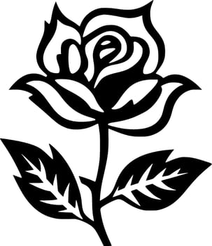 Flower, Black and White Vector illustration