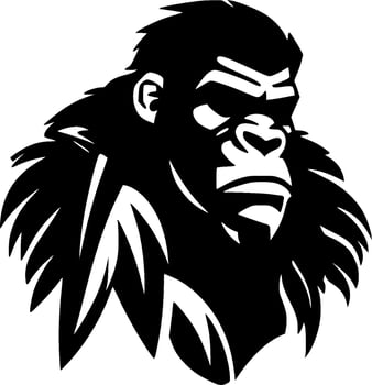 Gorilla - Black and White Isolated Icon - Vector illustration