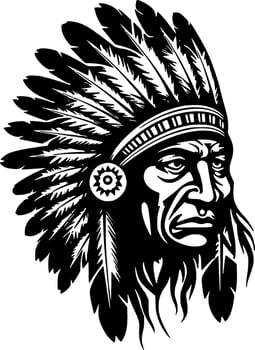 Indian Chief, Minimalist and Simple Silhouette - Vector illustration